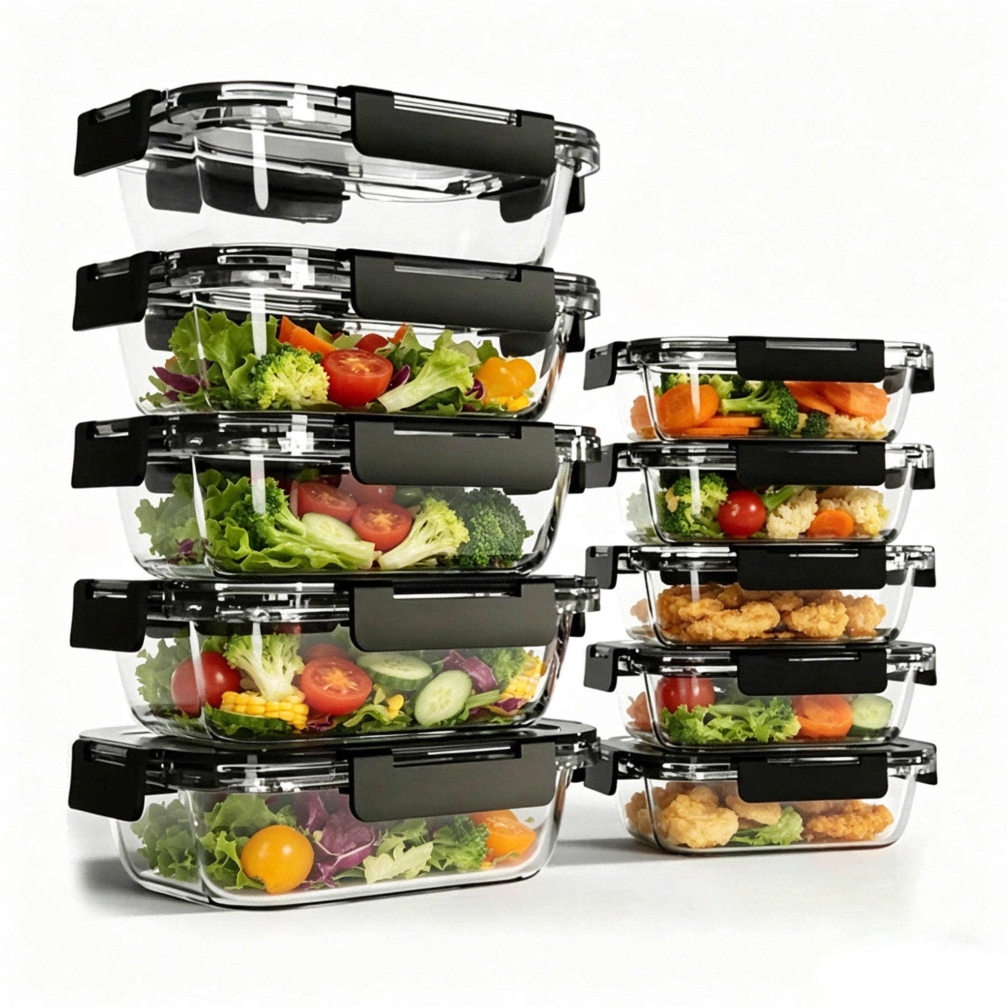 Meal Prep Glass Containers Oven Safe - 10 عبوات من حاويات الطعام الزجاجية