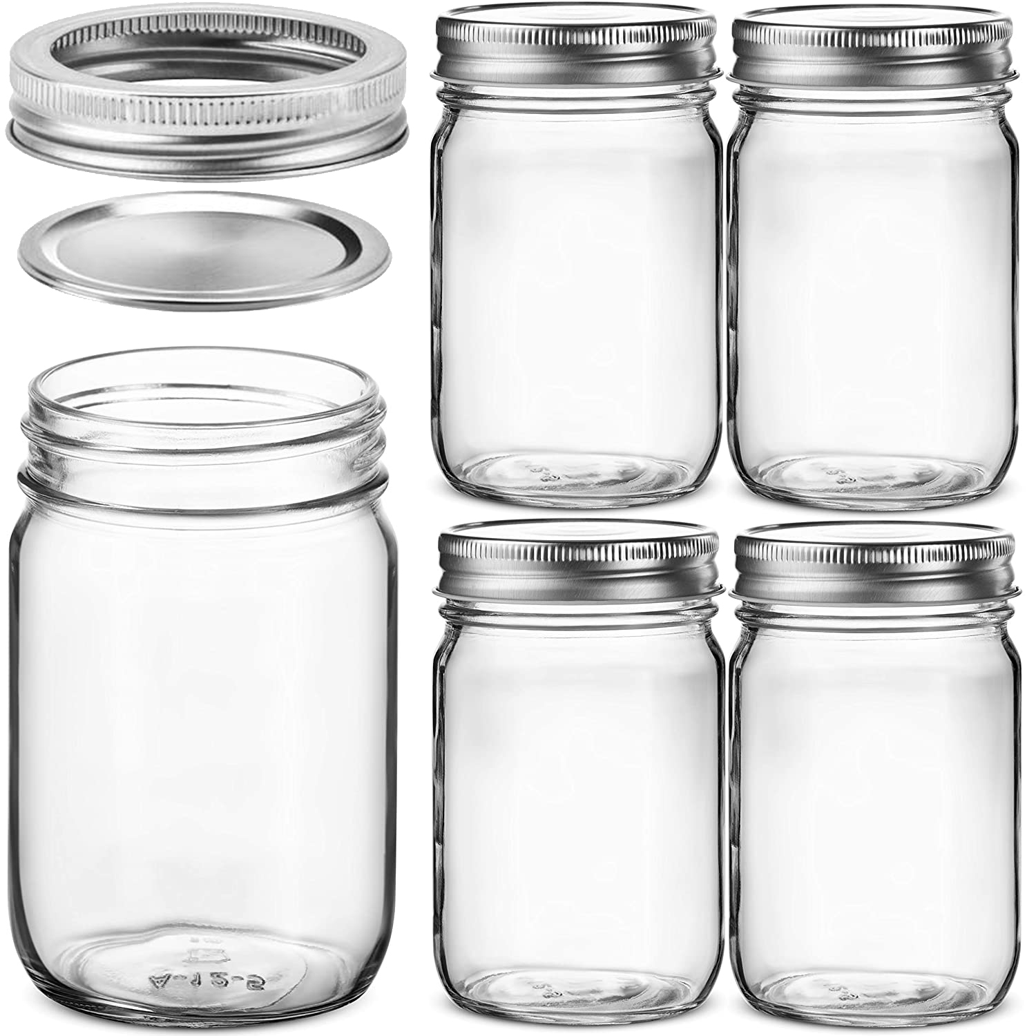 Meal Prep Jar Salad - 4 قطعة 450 مللي الزجاج العادية