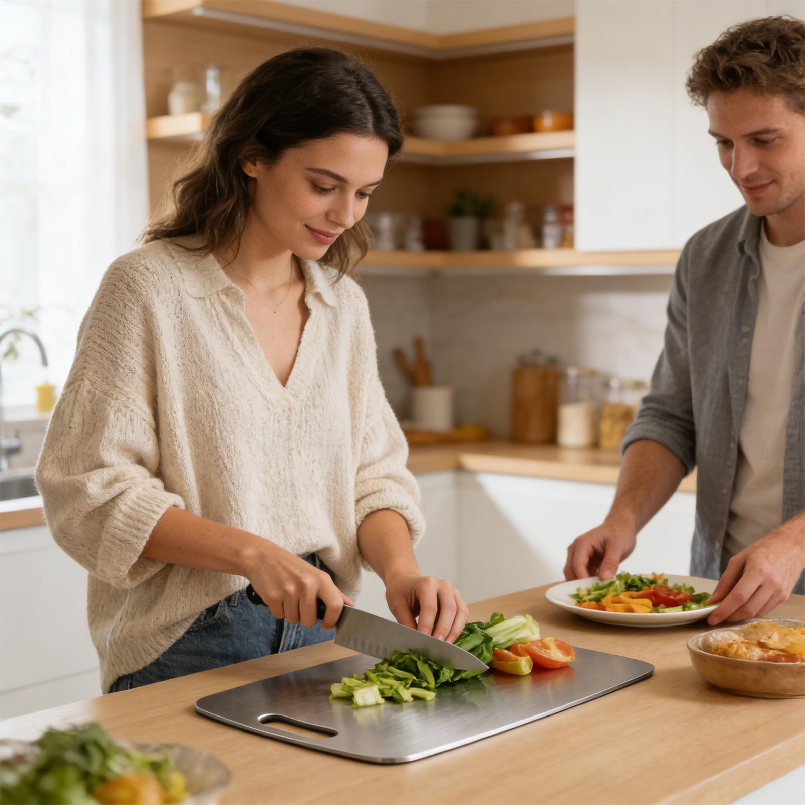 Meal Prep Veggie - لوح تقطيع من الفولاذ المقاوم للصدأ