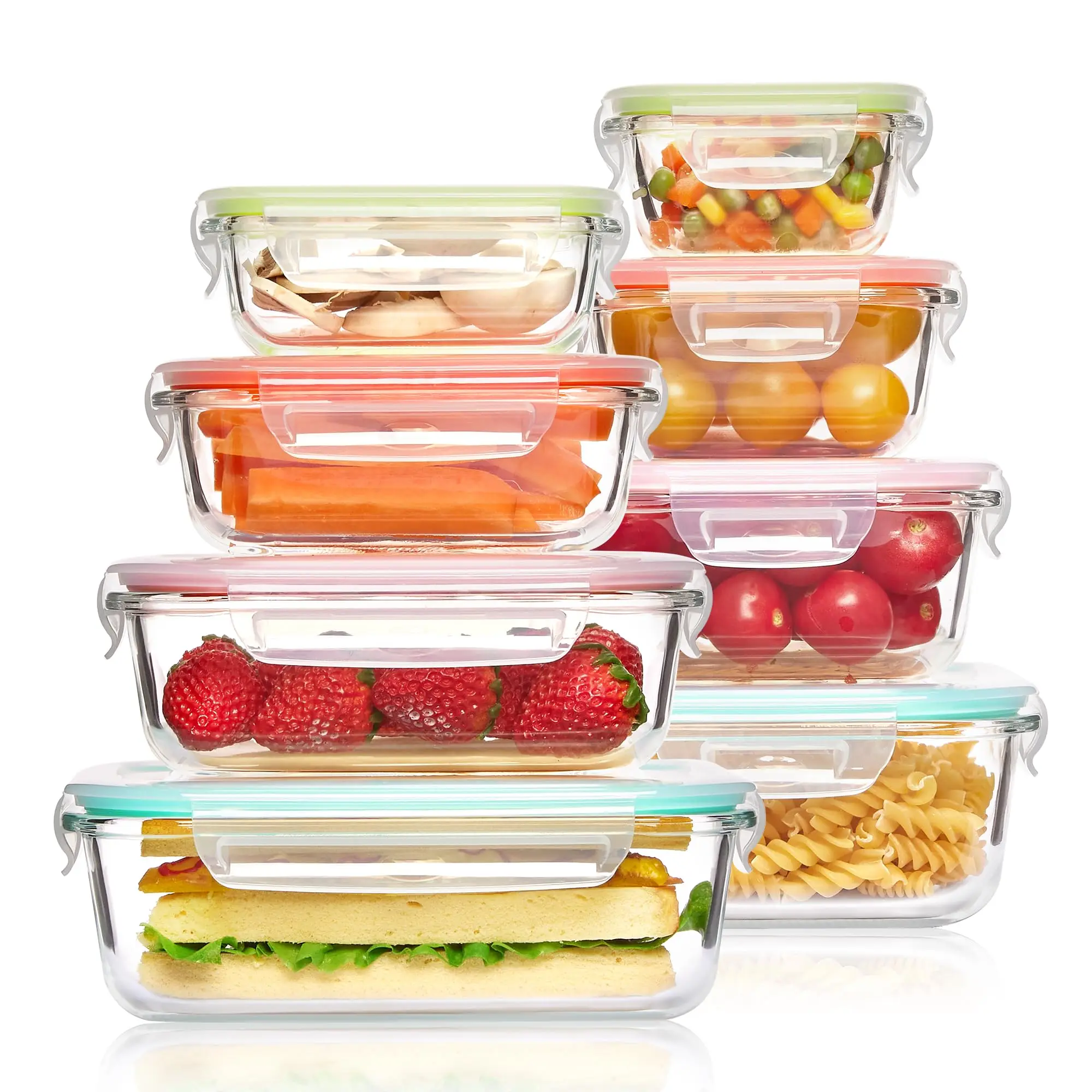 Meal Prep Glass Containers Oven Safe - حاويات تخزين الطعام الزجاجية لصندوق الغداء،
