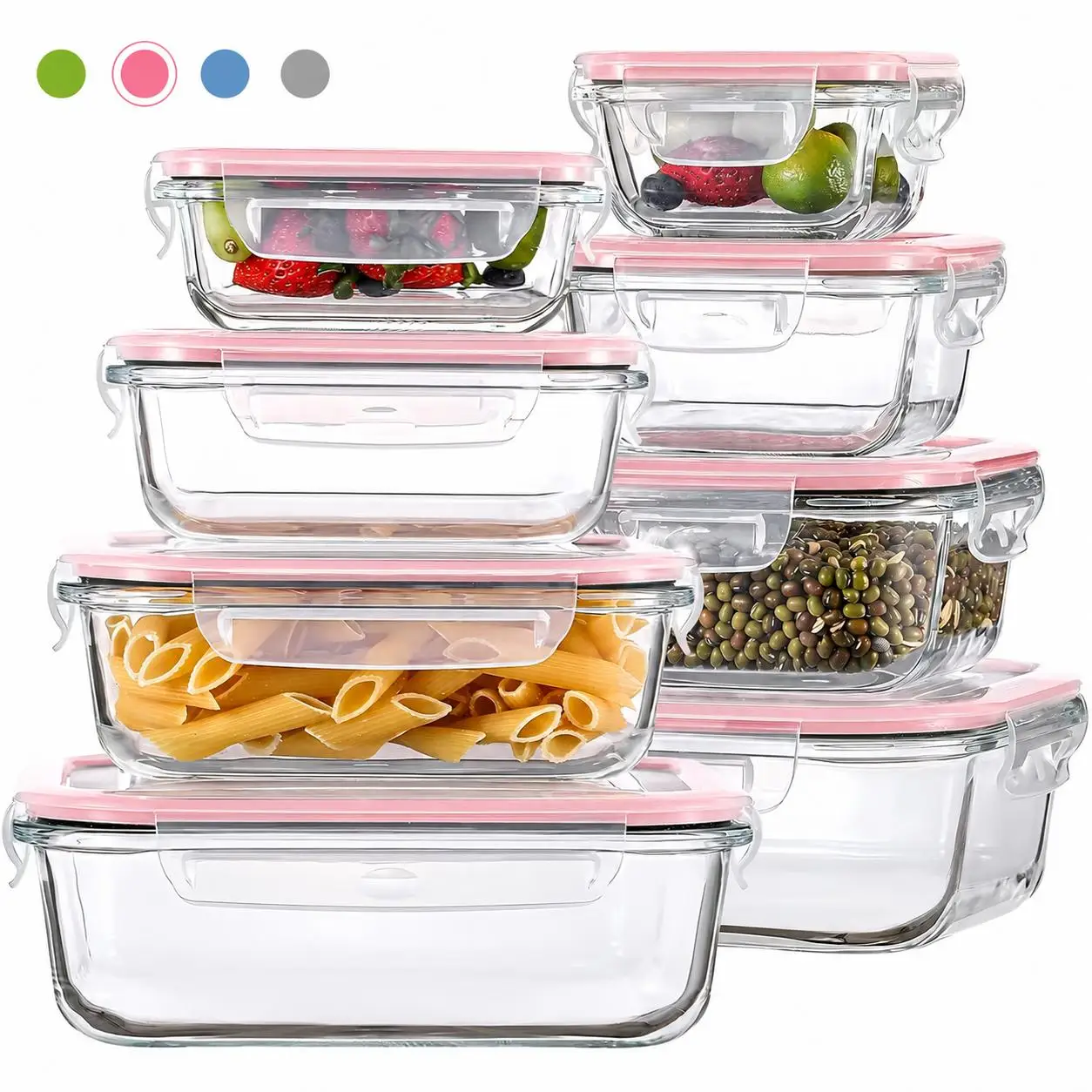 Meal Prep Glass Containers Oven Safe - مجموعة من 8/12 قطعة من حاويات