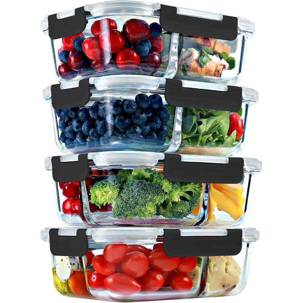 Meal Prep Glass Containers Oven Safe - حاويات تحضير الوجبات، بسعة 2 و3