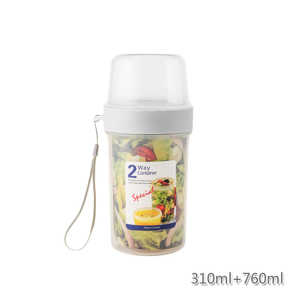 Meal Prep Jar Salad - حاوية طعام محمولة مزدوجة الطبقات مانعة