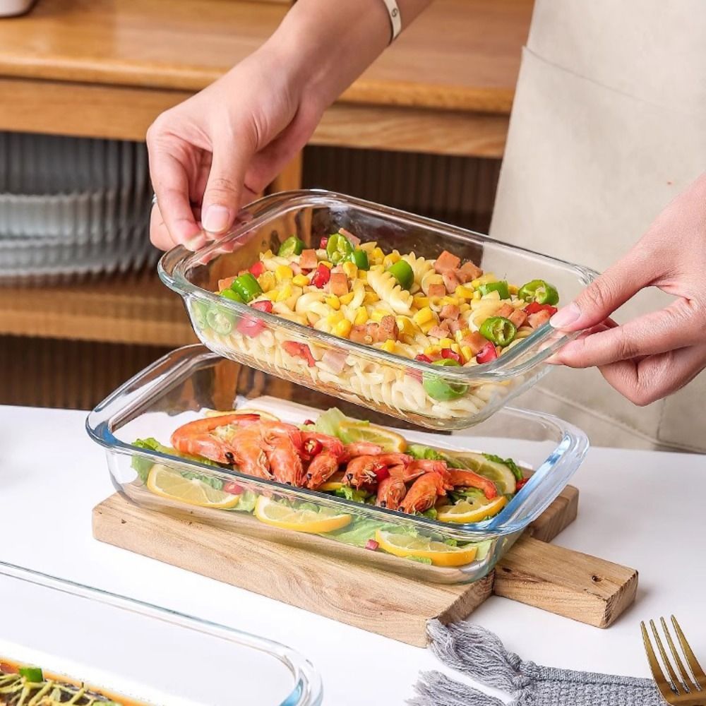 Meal Prep Glass Containers Oven Safe - صينية خبز زجاجية مستطيلة متينة مقاومة