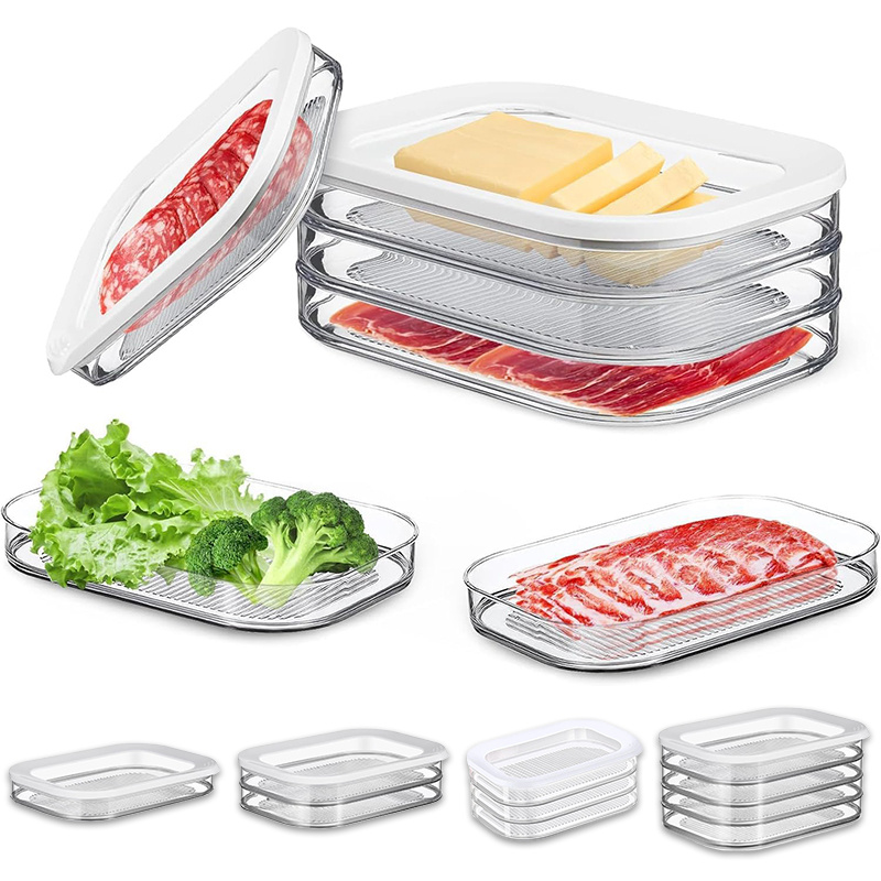 Meal Prep Plan - حاوية لحوم قابلة للتكديس للثلاجة بغطاء