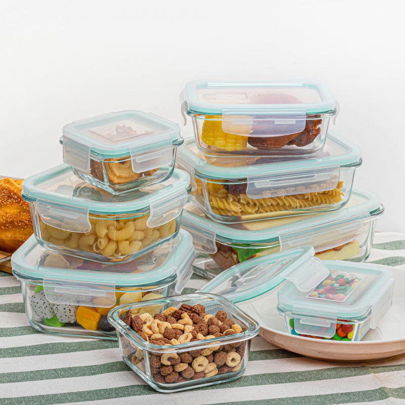 8 قطع من صناديق تخزين الطعام ا - مراجعة Meal Prep Glass Containers Oven Safe وسعره