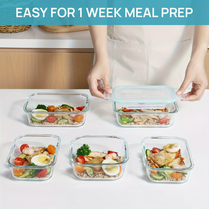 8 قطع من صناديق تخزين الطعام ا - مراجعة Meal Prep Glass Containers Oven Safe وسعره