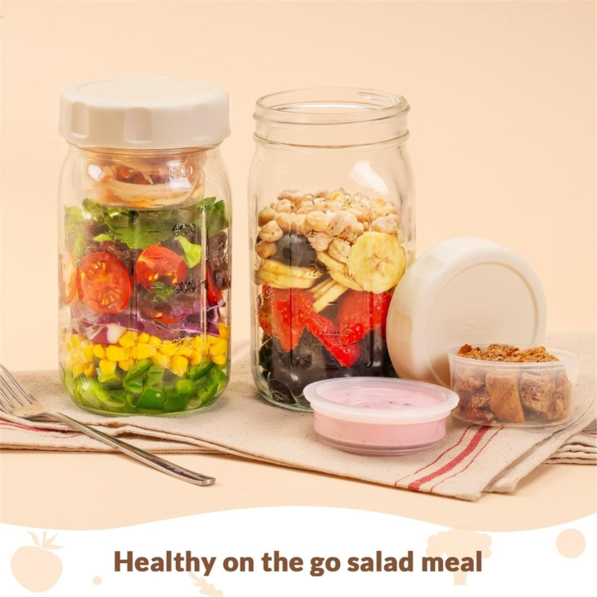 A67T جديد: مجموعة من 4 أوعية ز - مراجعة Meal Prep Jar Salad وسعره