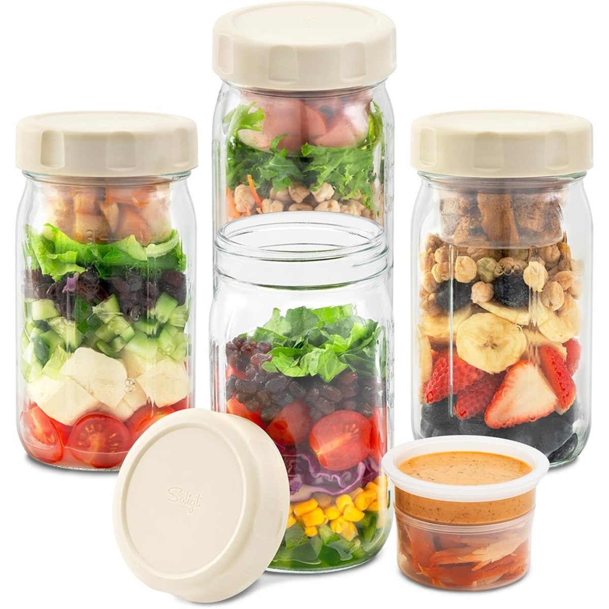 A67T جديد: مجموعة من 4 أوعية ز - مراجعة Meal Prep Jar Salad وسعره