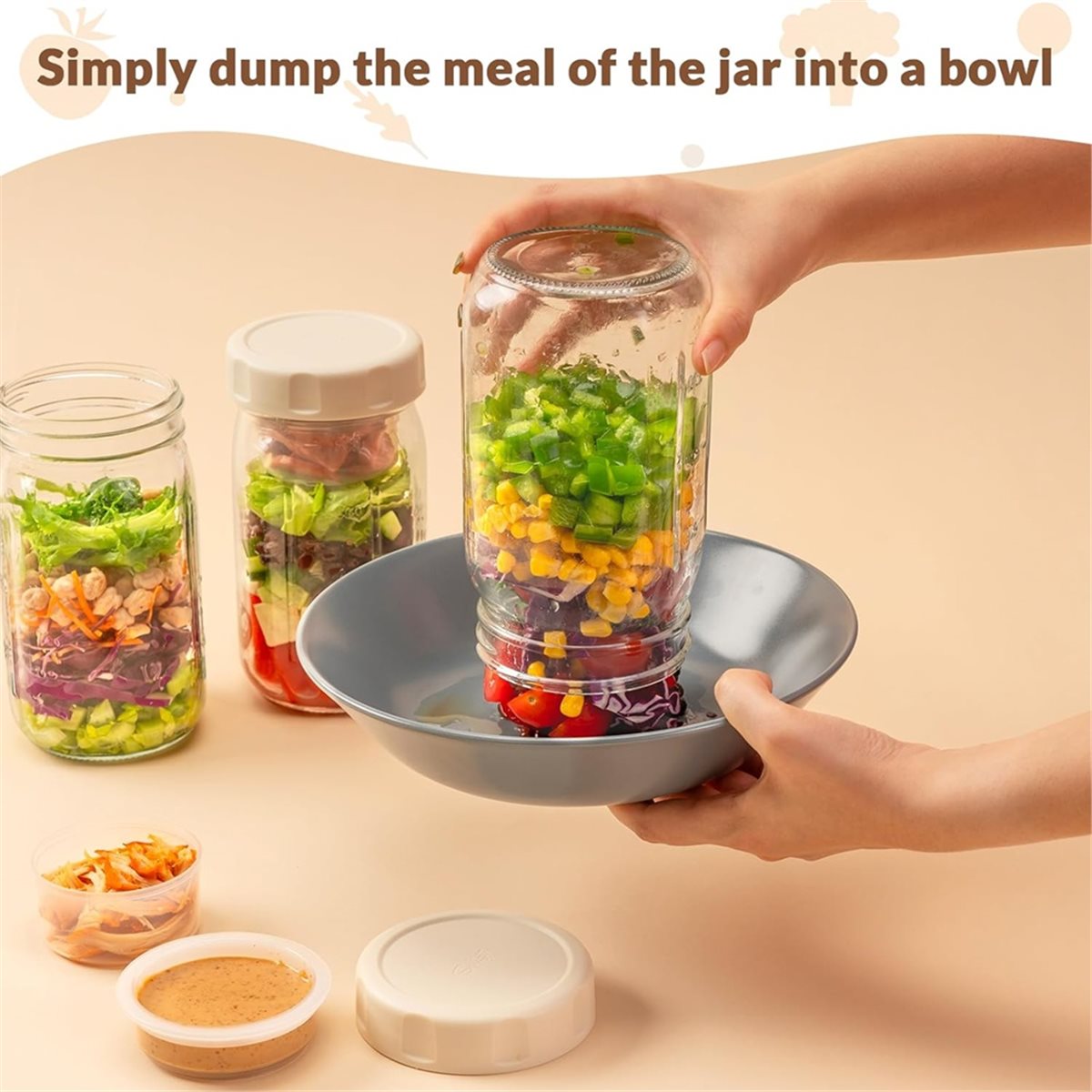 A67T جديد: مجموعة من 4 أوعية ز - مراجعة Meal Prep Jar Salad وسعره