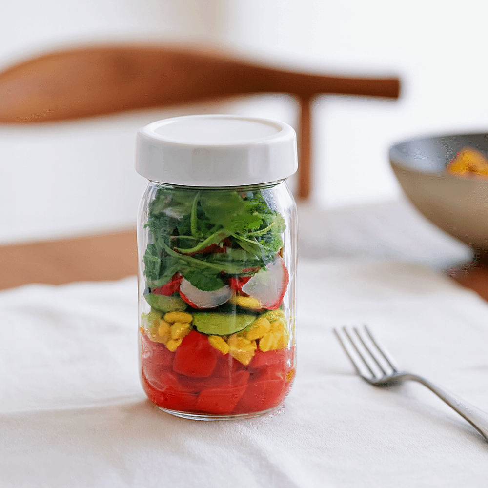 4 عبوات من أوعية السلطة الزجاج - مراجعة Meal Prep Jar Salad وسعره