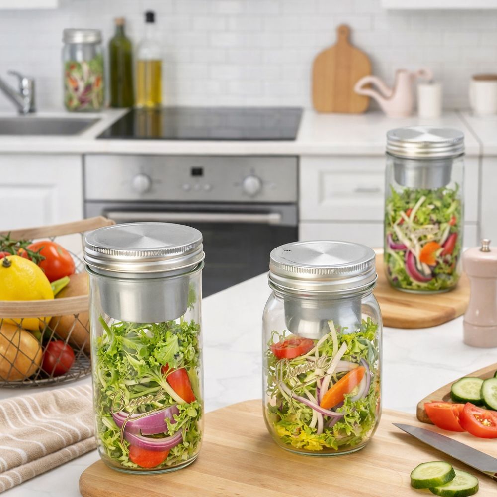 أوعية زجاجية للسلطة سعة 16/24  - مراجعة Meal Prep Jar Salad وسعره
