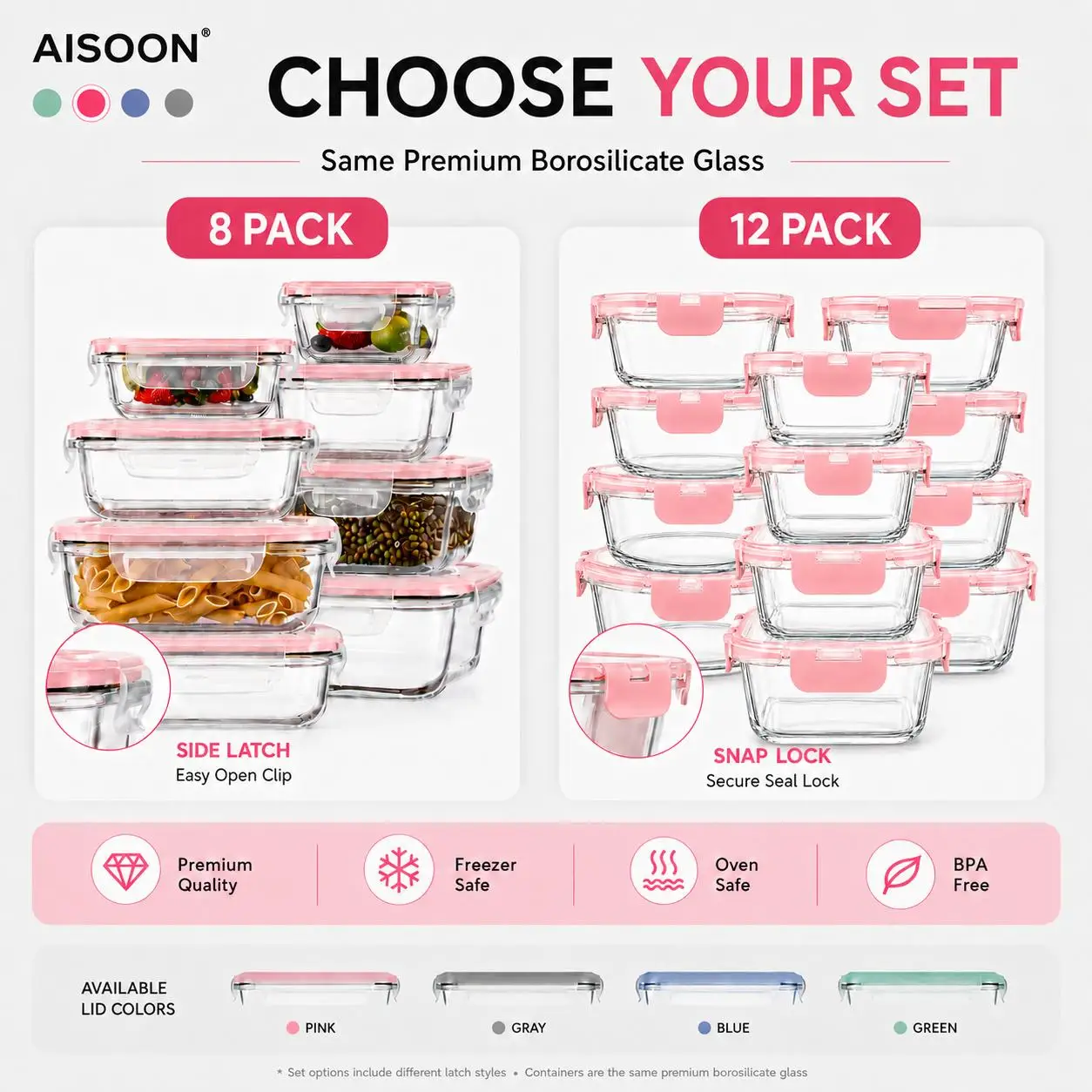 مجموعة من 8/12 قطعة من حاويات  - مراجعة Meal Prep Glass Containers Oven Safe وسعره
